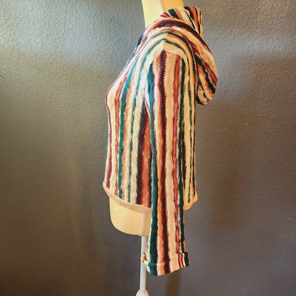 Roxy Sun Express Hooded Beachy Slouchy Striped Knit Sweater Size XS - Picture 8 of 11